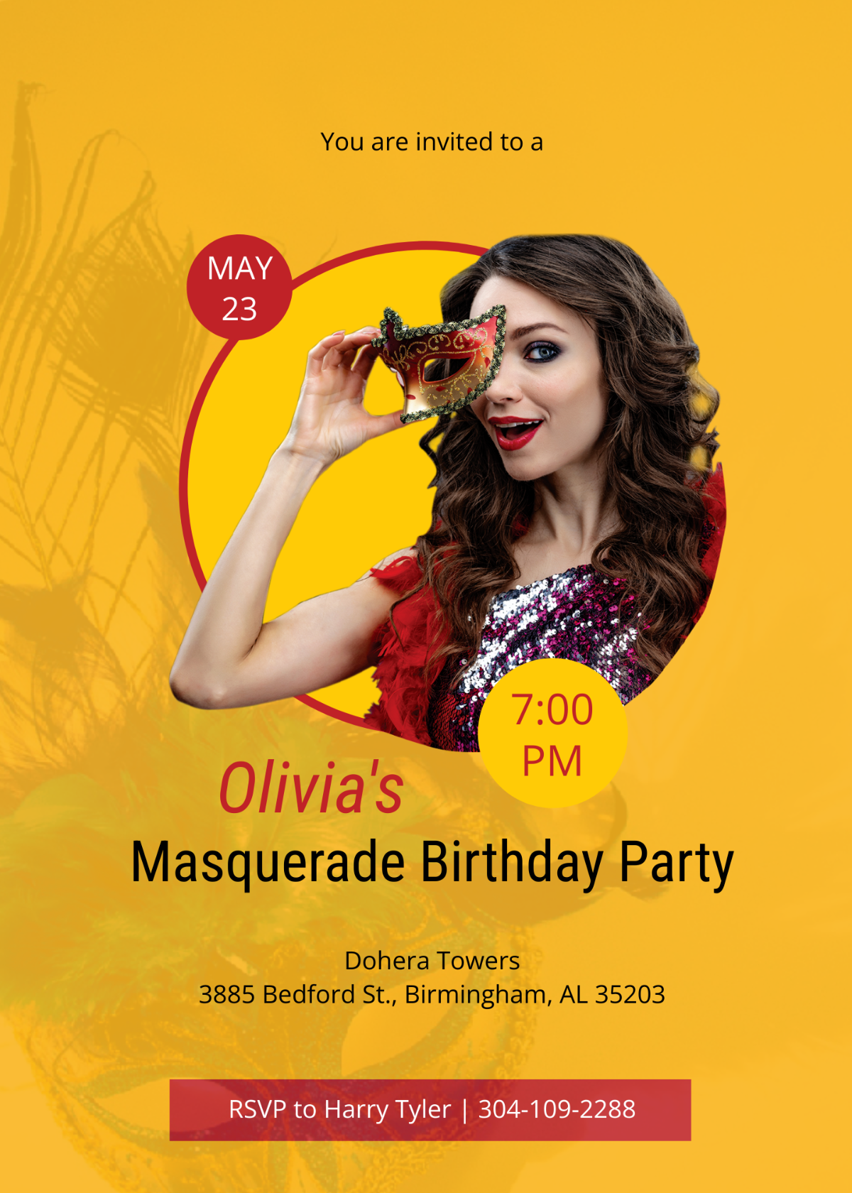 Masquerade Ball Celebration Party Invitation Template