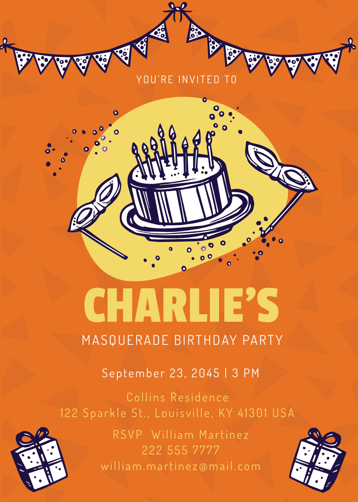 Masquerade Birthday Invitation Template - Edit Online & Download