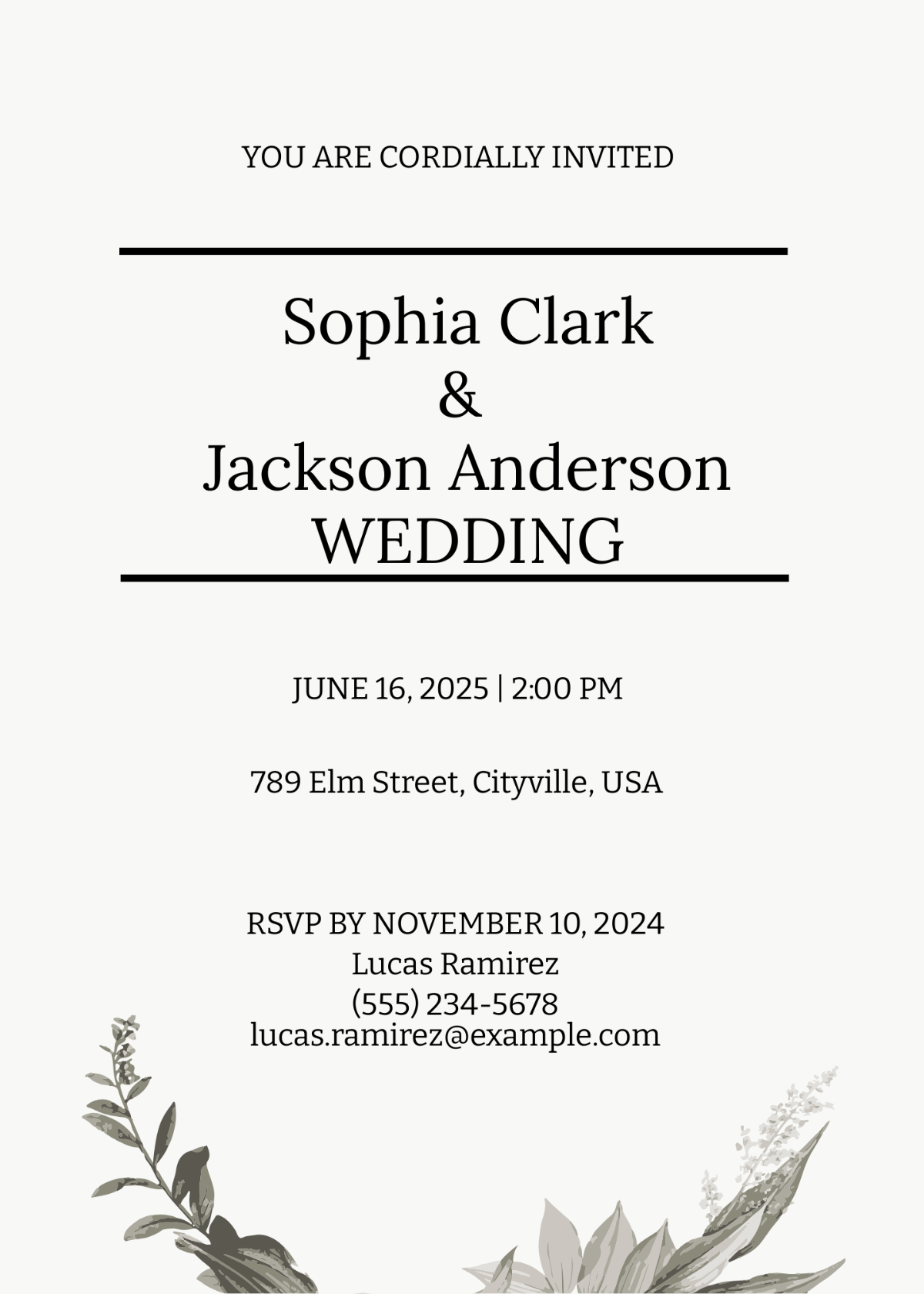 Minimalist Fall Wedding Invitation