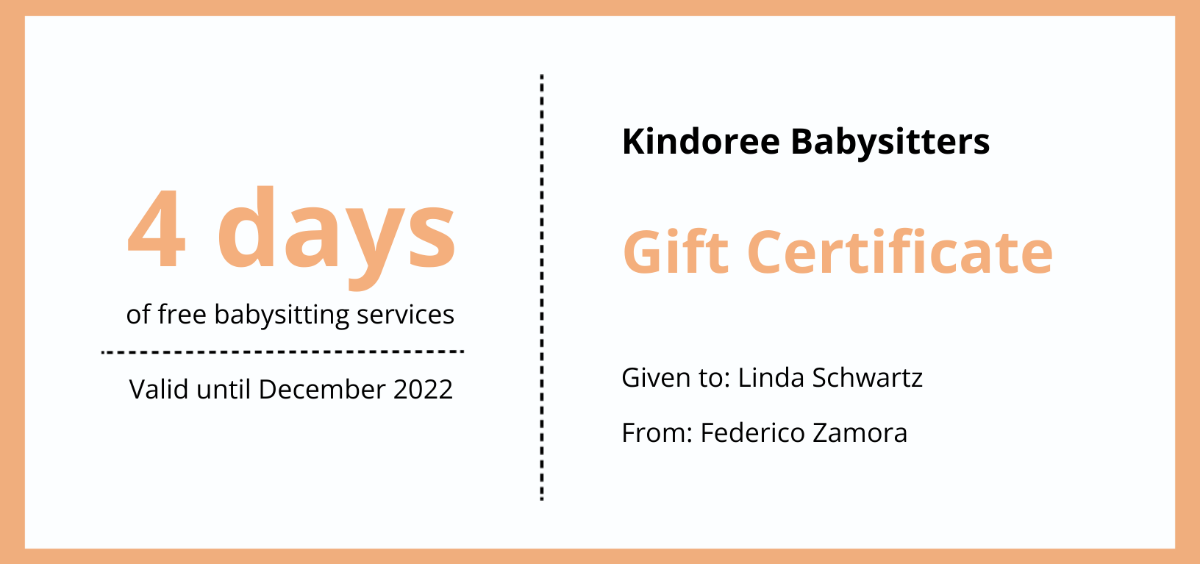 Babysitting Gift Certificate Template - Edit Online & Download