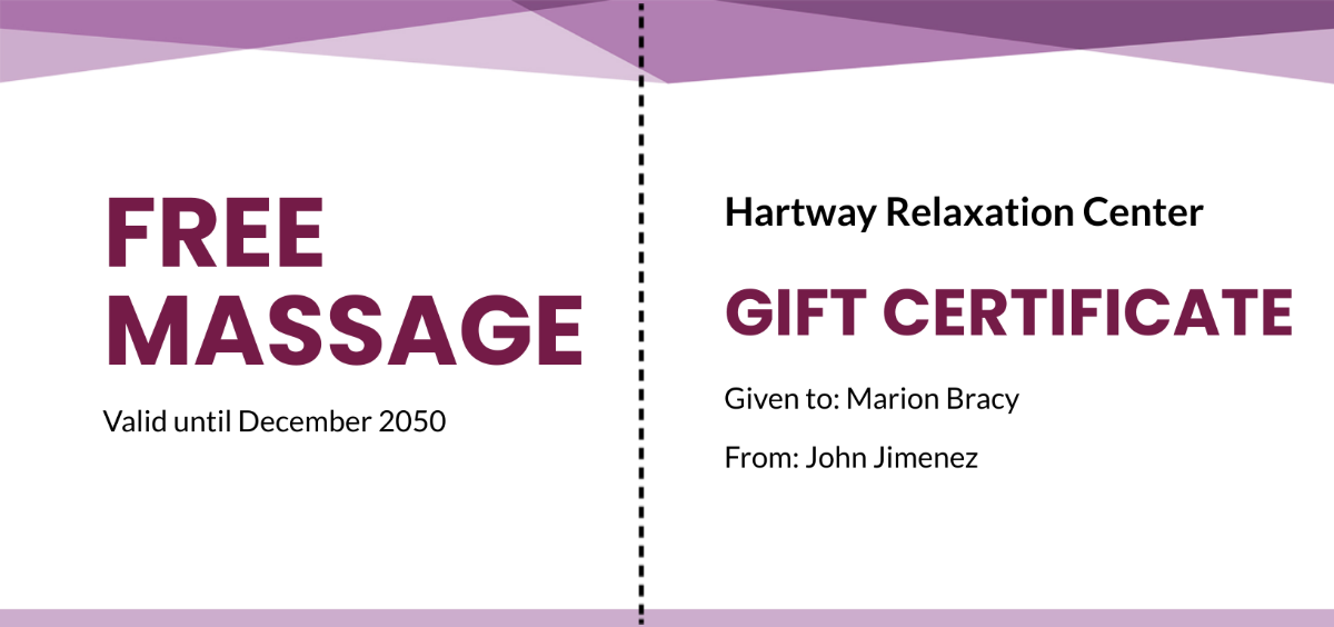Gift Certificate for Massage