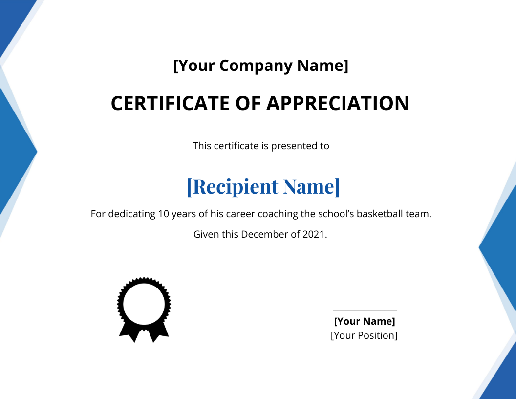 FREE Appreciation Certificate Templates & Examples - Edit Online ...