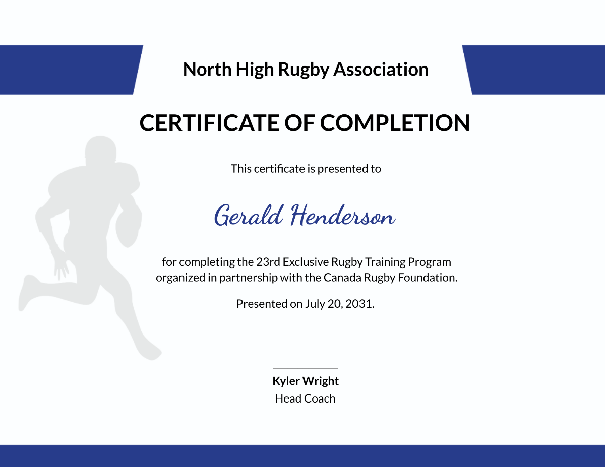 Rugby Training Certificate
