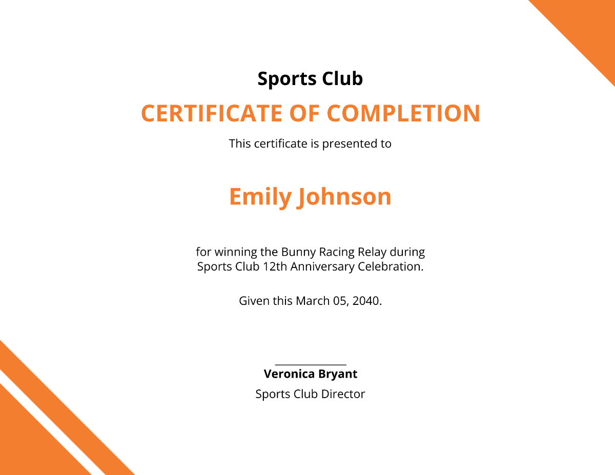 Funny Sports Completion Certificate Template - Edit Online & Download