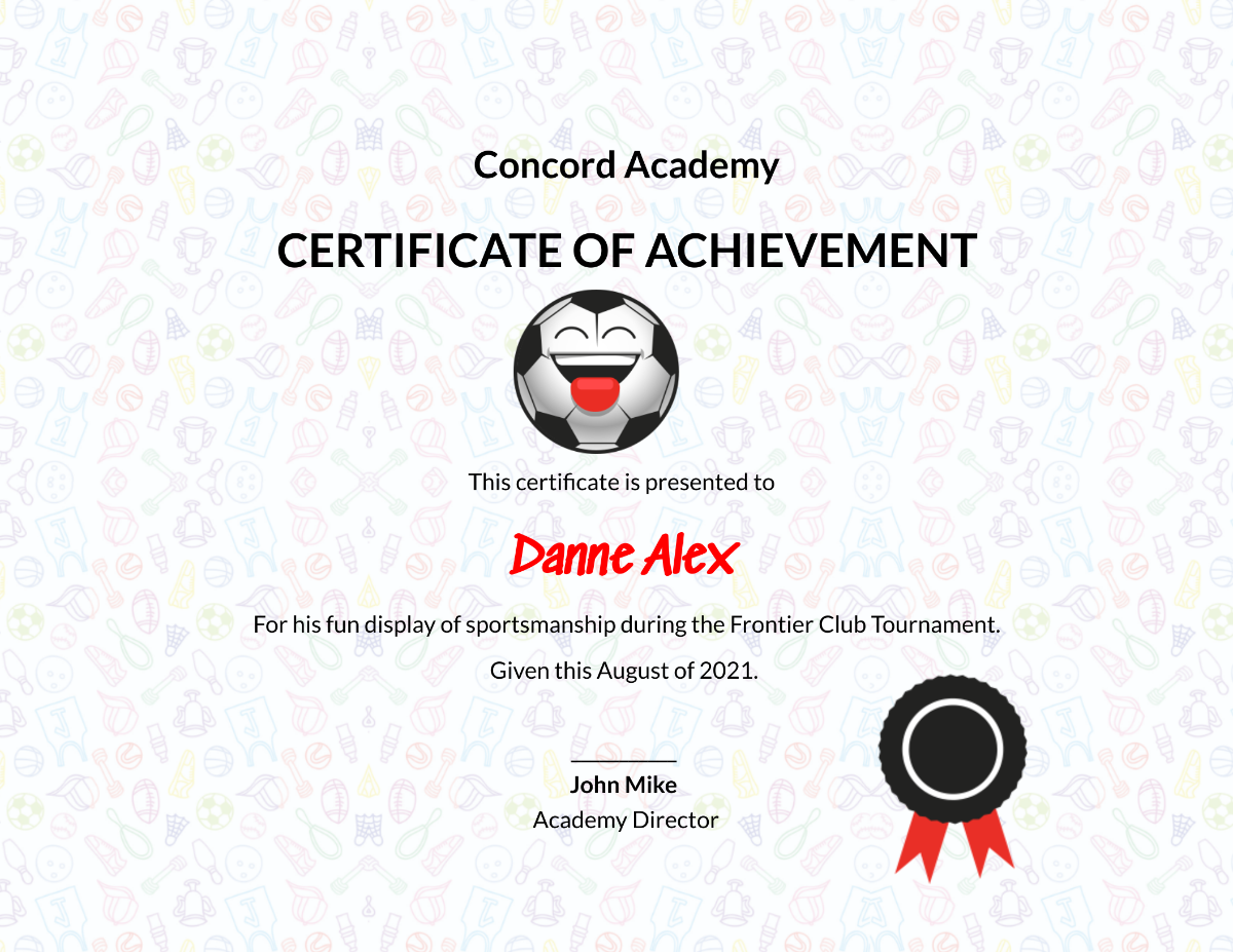 Funny Sports Achievement Certificate