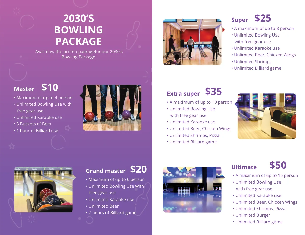Free Bowling Bi-Fold Brochure Template to Edit Online