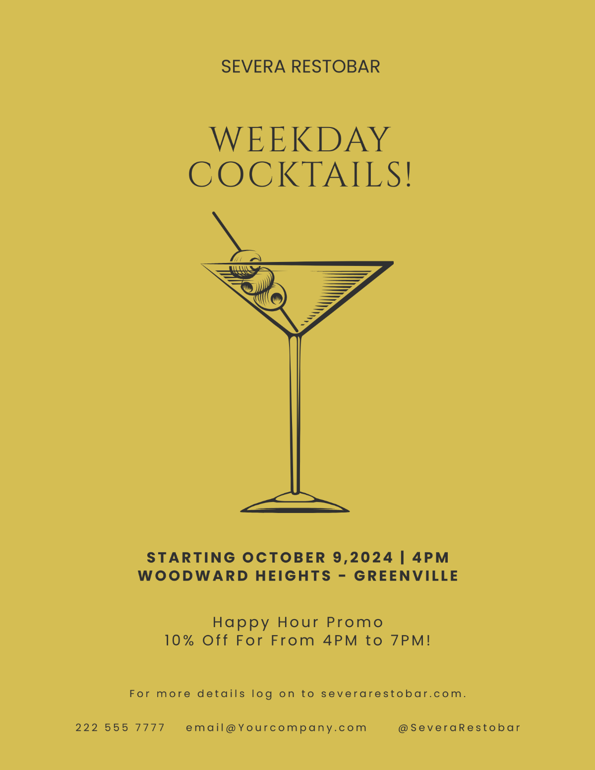 Weekdays Cocktails Flyer Template - Edit Online & Download