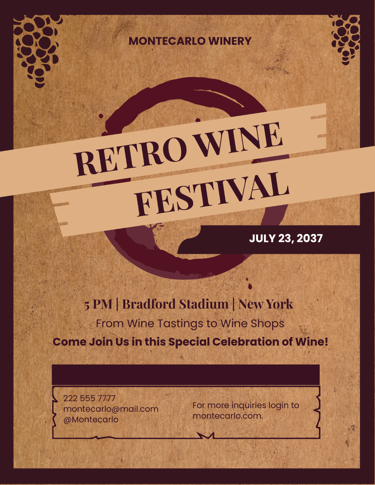 Wine Festival Retro Vintage Flyer