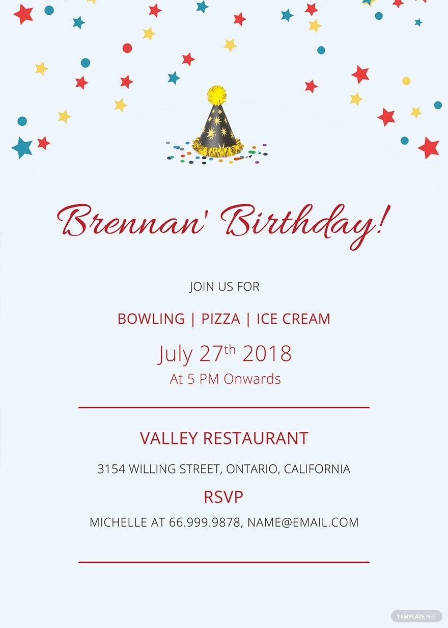 Bowling Birthday Invitation Template