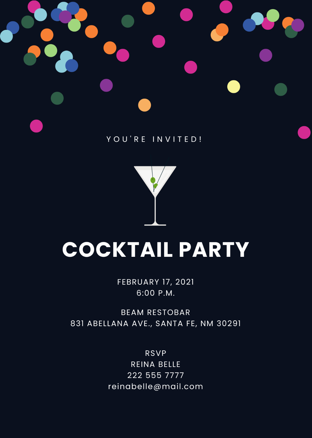 Cocktail Invitation Card Template - Edit Online & Download