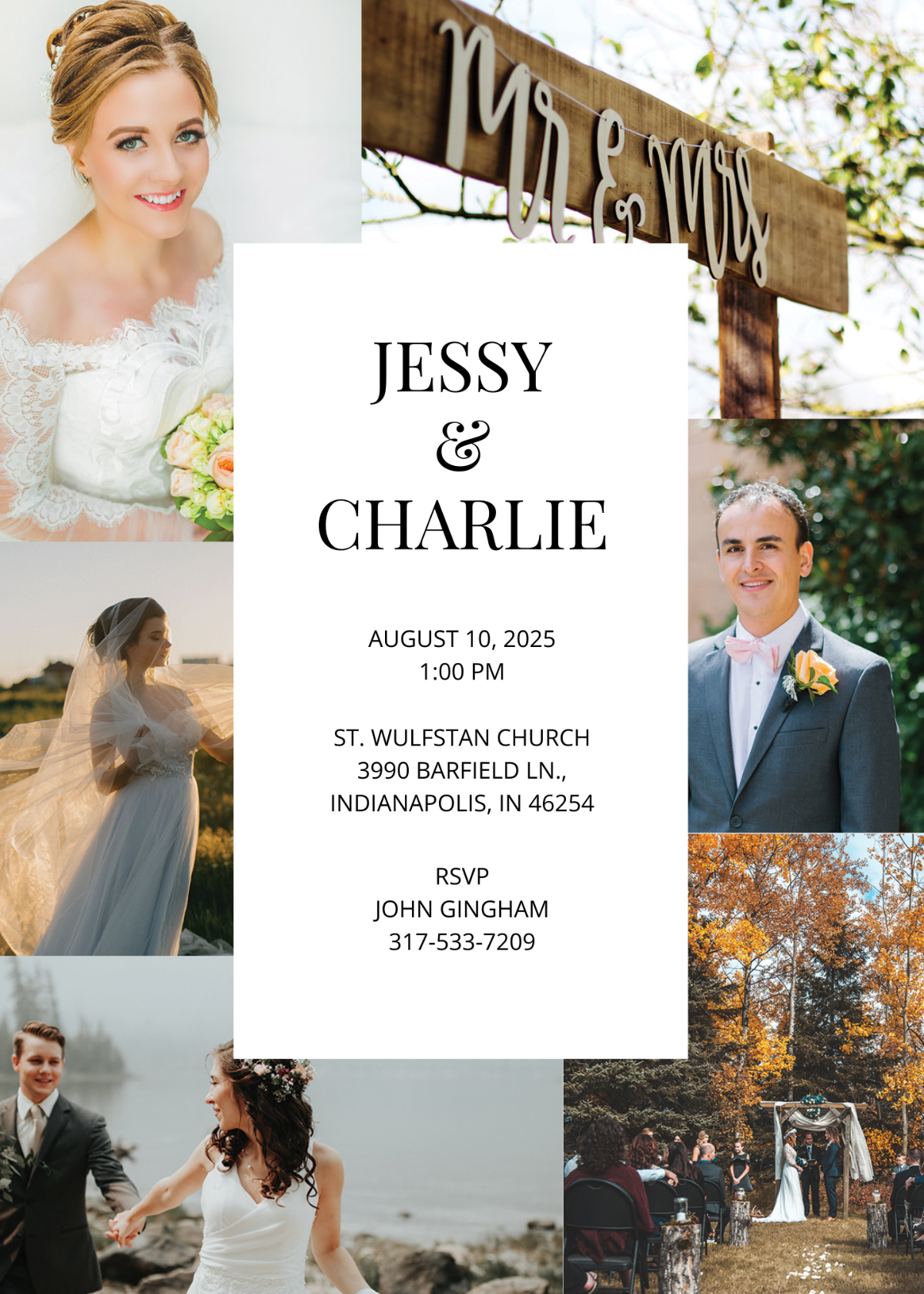Photo Collage Wedding Invitation Template