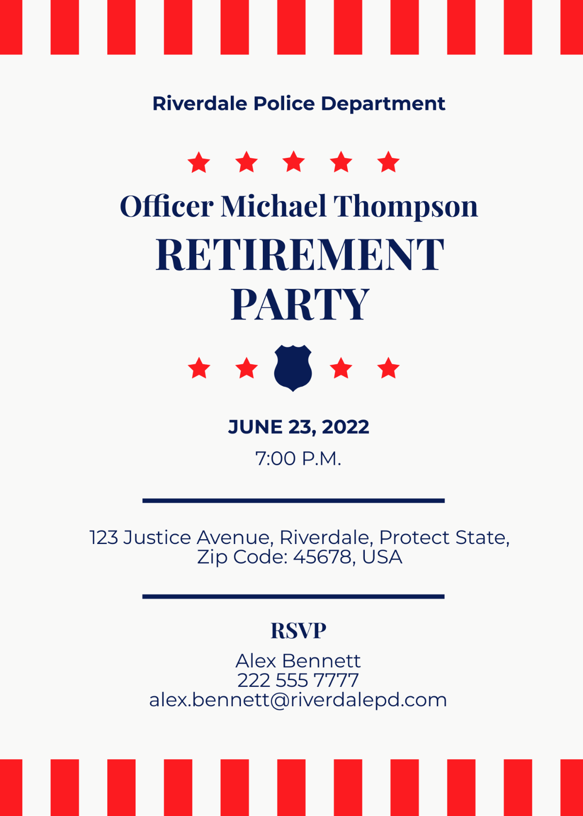 Police Retirement Party Invitation