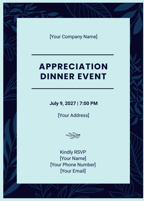 Printable Appreciation Dinner Invitation Template - Edit Online ...