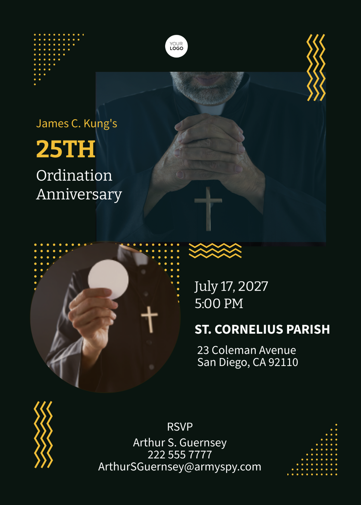 Priestly Ordination Anniversary 25 Years Invitation