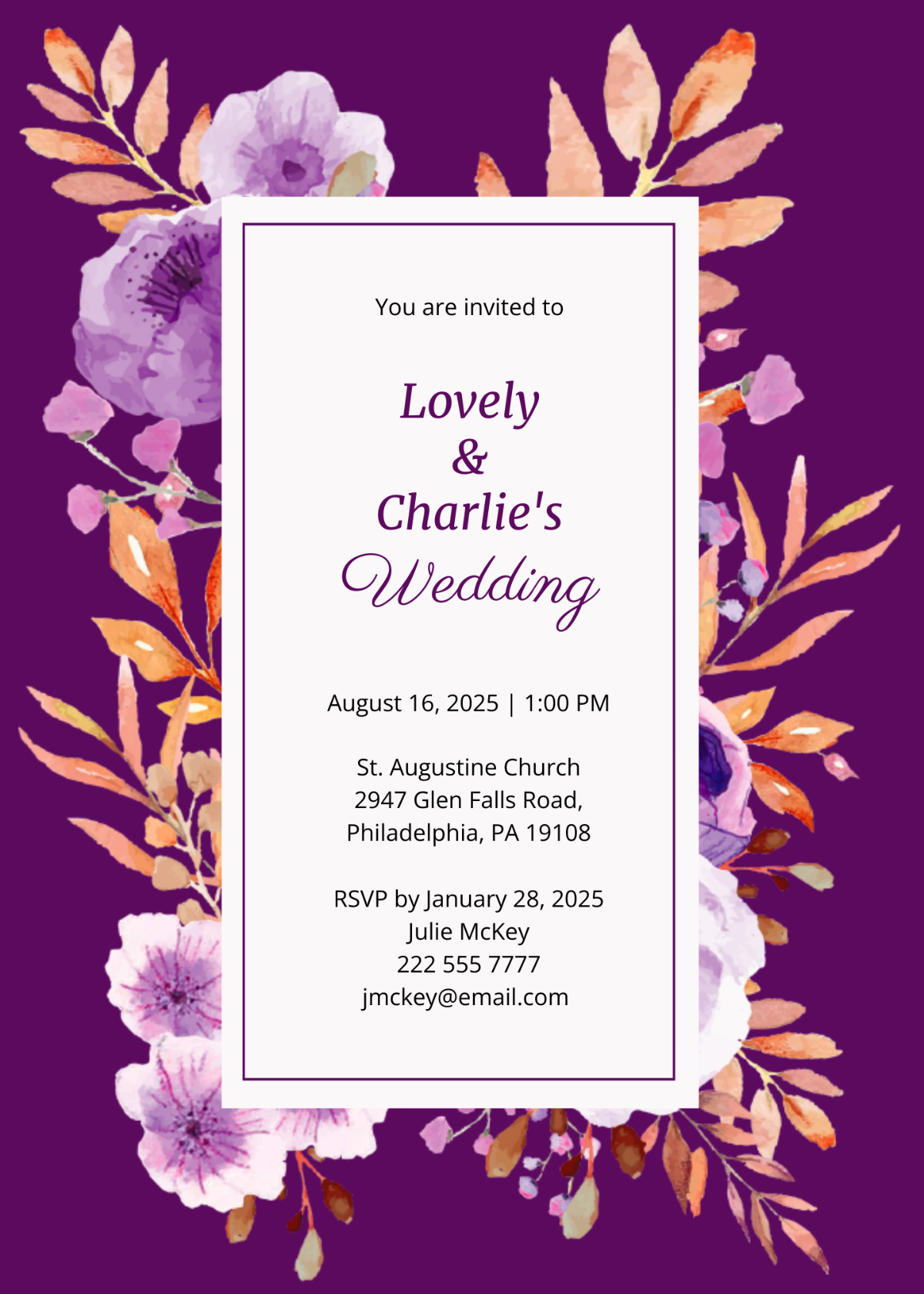 Purple Wedding Invitation
