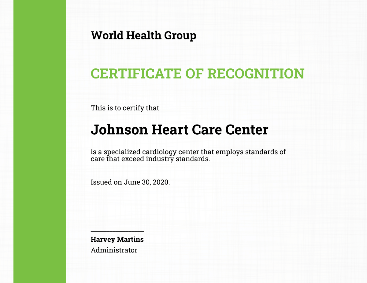 Health Care Certificate Template - Edit Online & Download