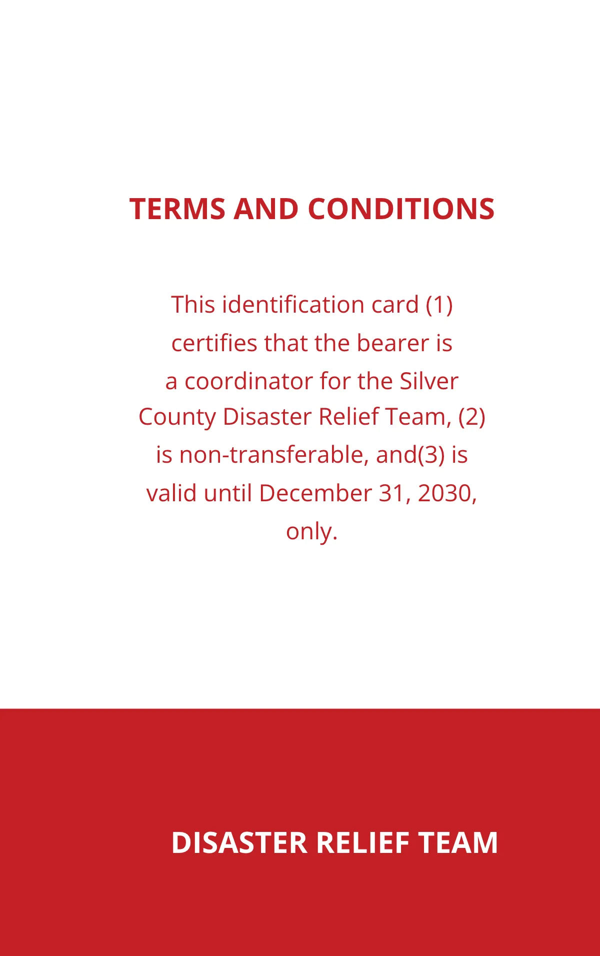 Free Diaster Relief ID Card Template to Edit Online