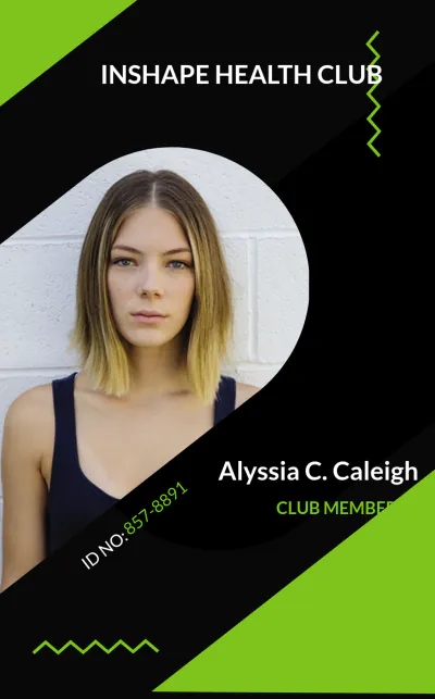 Free Health Club ID Card Template to Edit Online