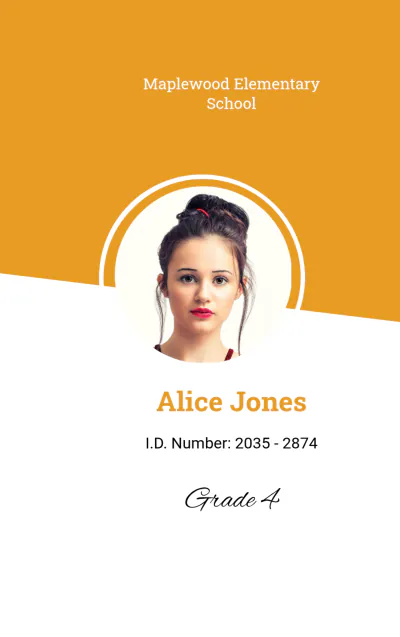 Free Vertical School ID Card Template to Edit Online