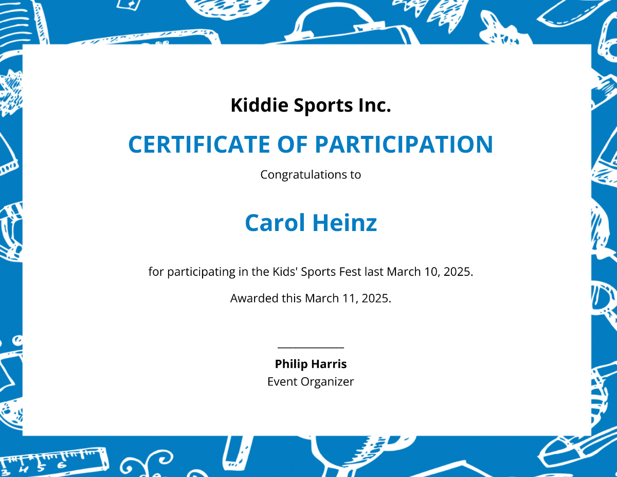 Kids Participation Certificate