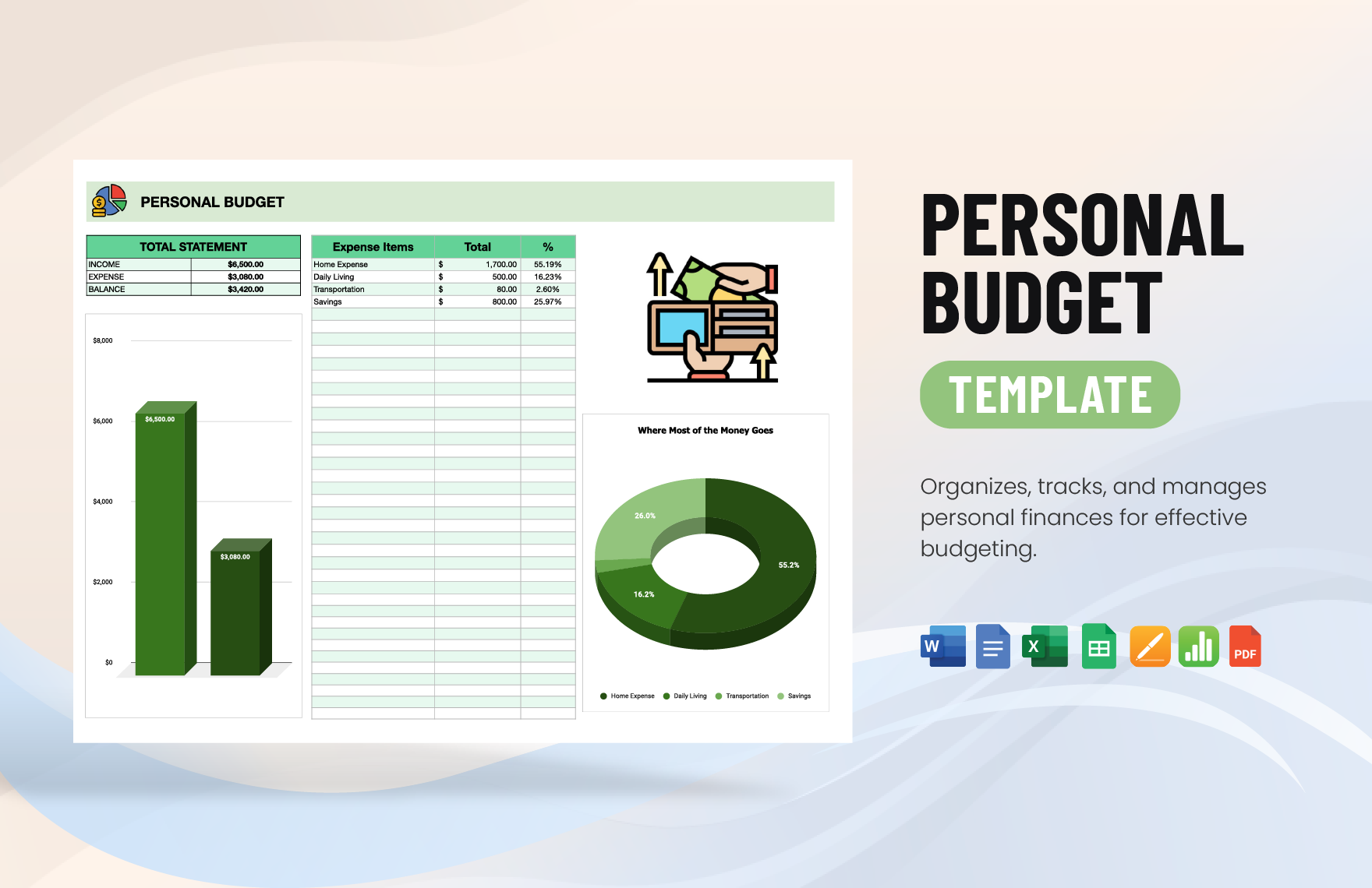 Personal Budget Template in Word, Google Docs, Excel, PDF, Google Sheets, Apple Pages, Apple Numbers