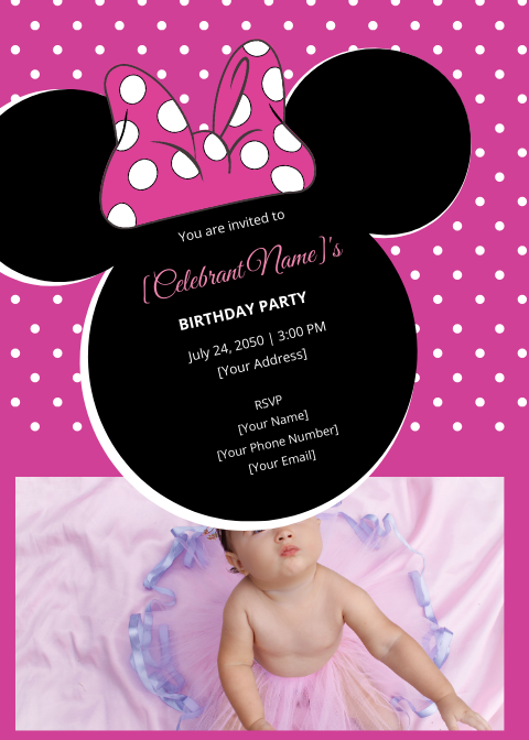 Bright Minnie Mouse Birthday Invitation