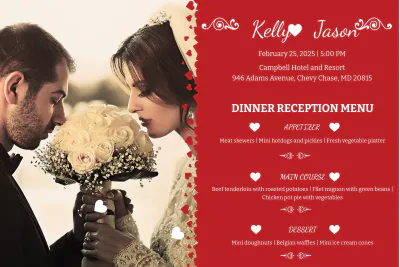 Free Classic Wedding Menu Invitation Template to Edit Online