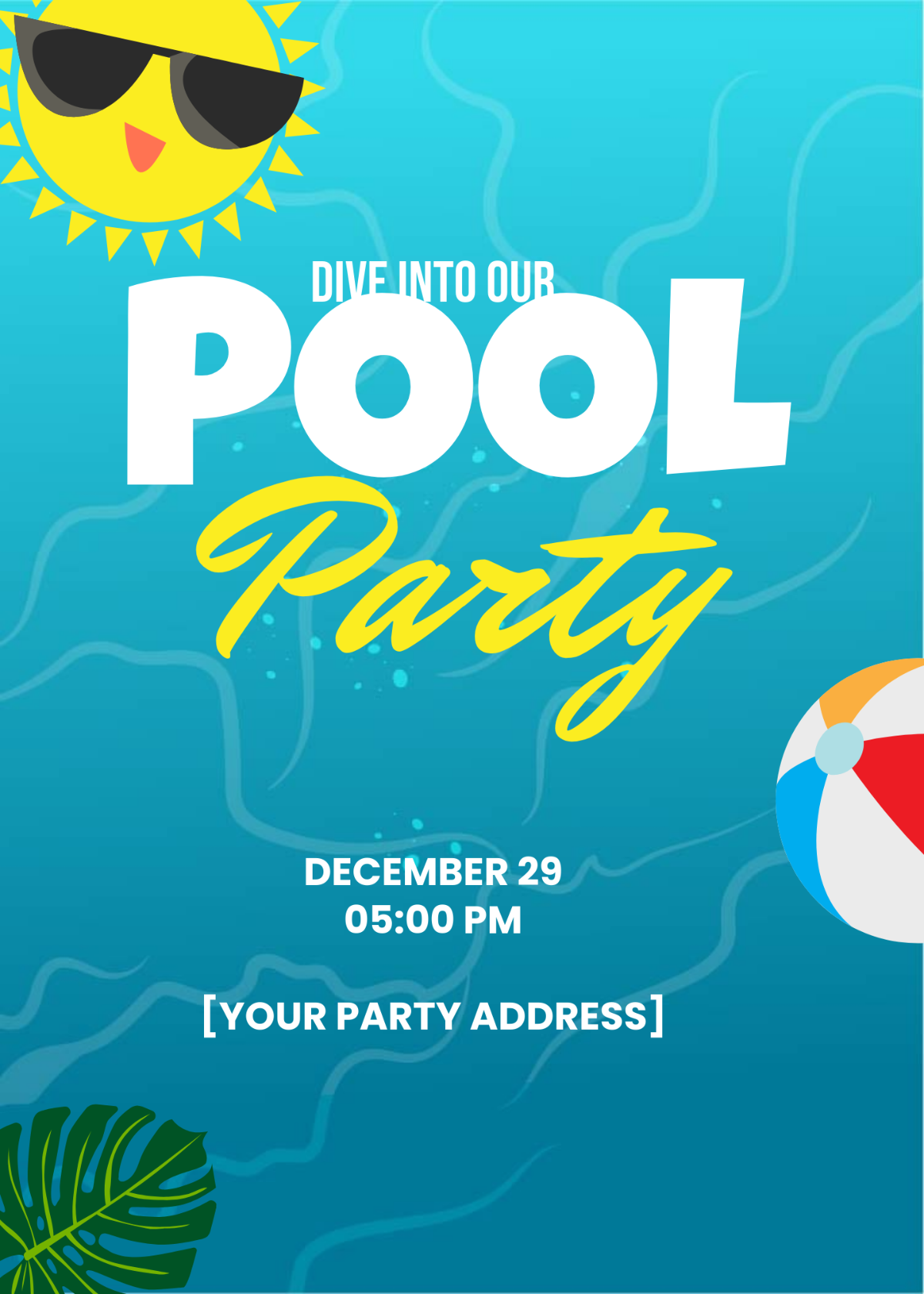 Cool Pool Party Invitation Template