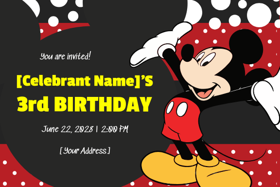 Delightful Mickey Mouse Birthday Invitation