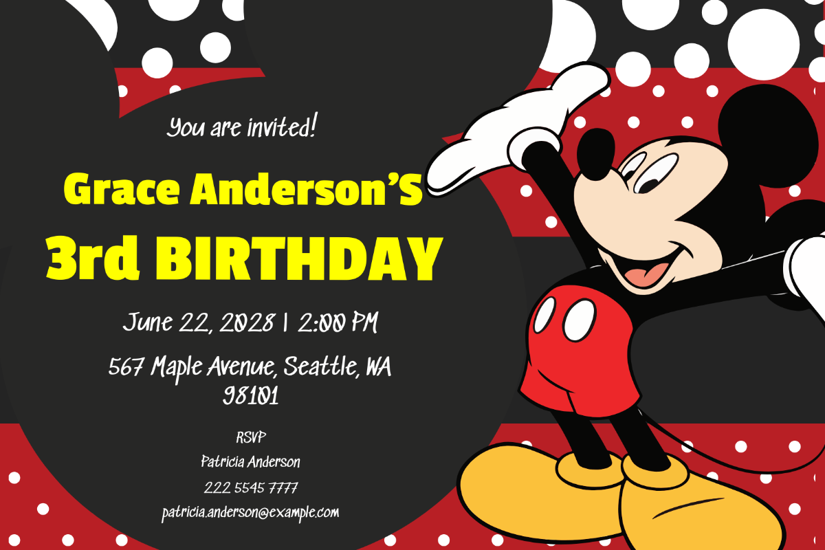 Delightful Mickey Mouse Birthday Invitation