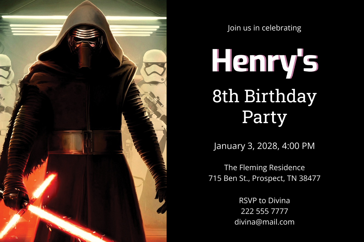 Lego Themed Star Wars Birthday Invitation