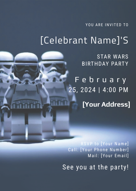 Robot Star Wars Birthday Party Invitation