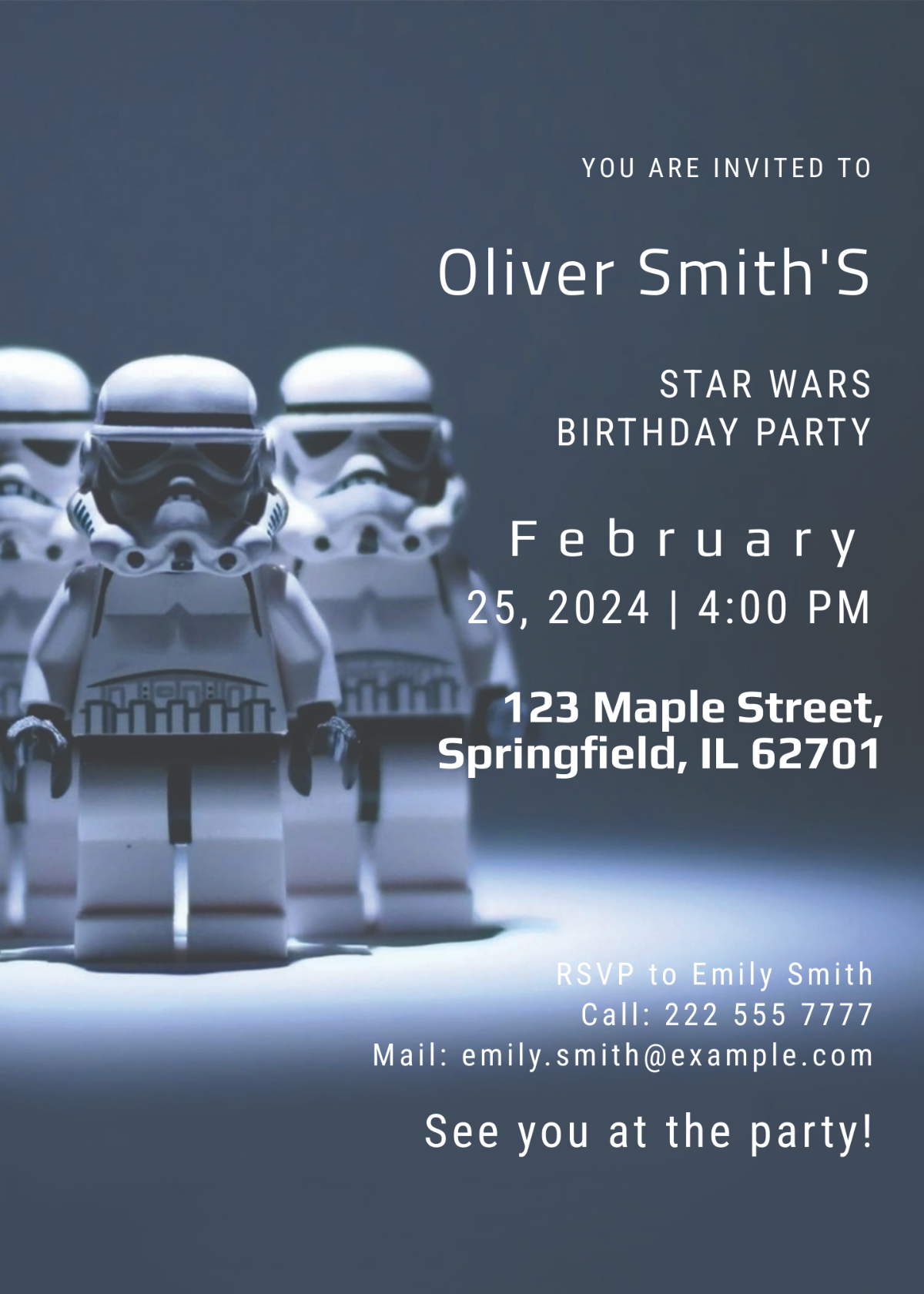 Robot Star Wars Birthday Party Invitation