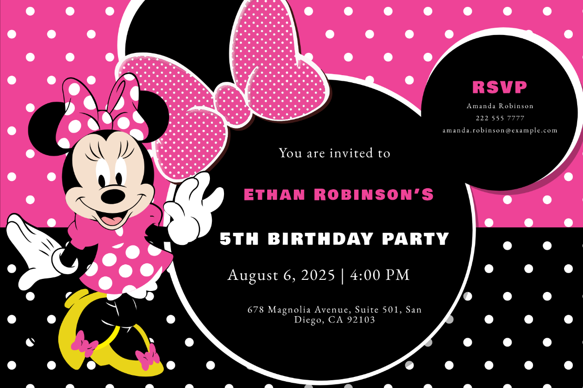 Special Minnie Mouse Birthday Invitation
