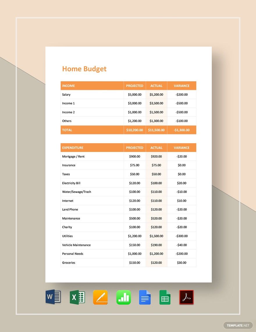Simple Home Budget Template