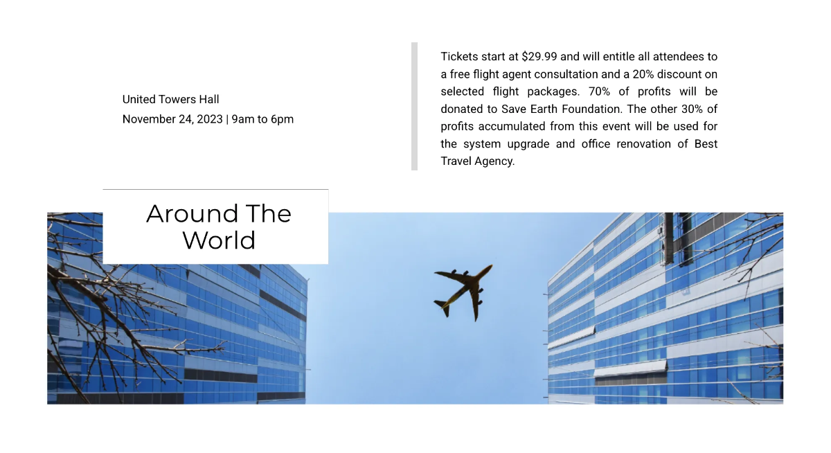 Free Aviation Theme Travel Agency Presentation Template to Edit Online