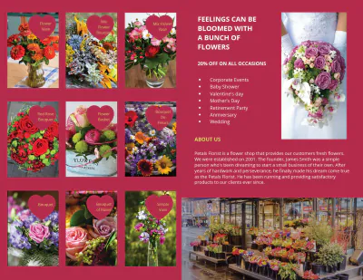 Free Flower Shop Bi-Fold Brochure Template to Edit Online