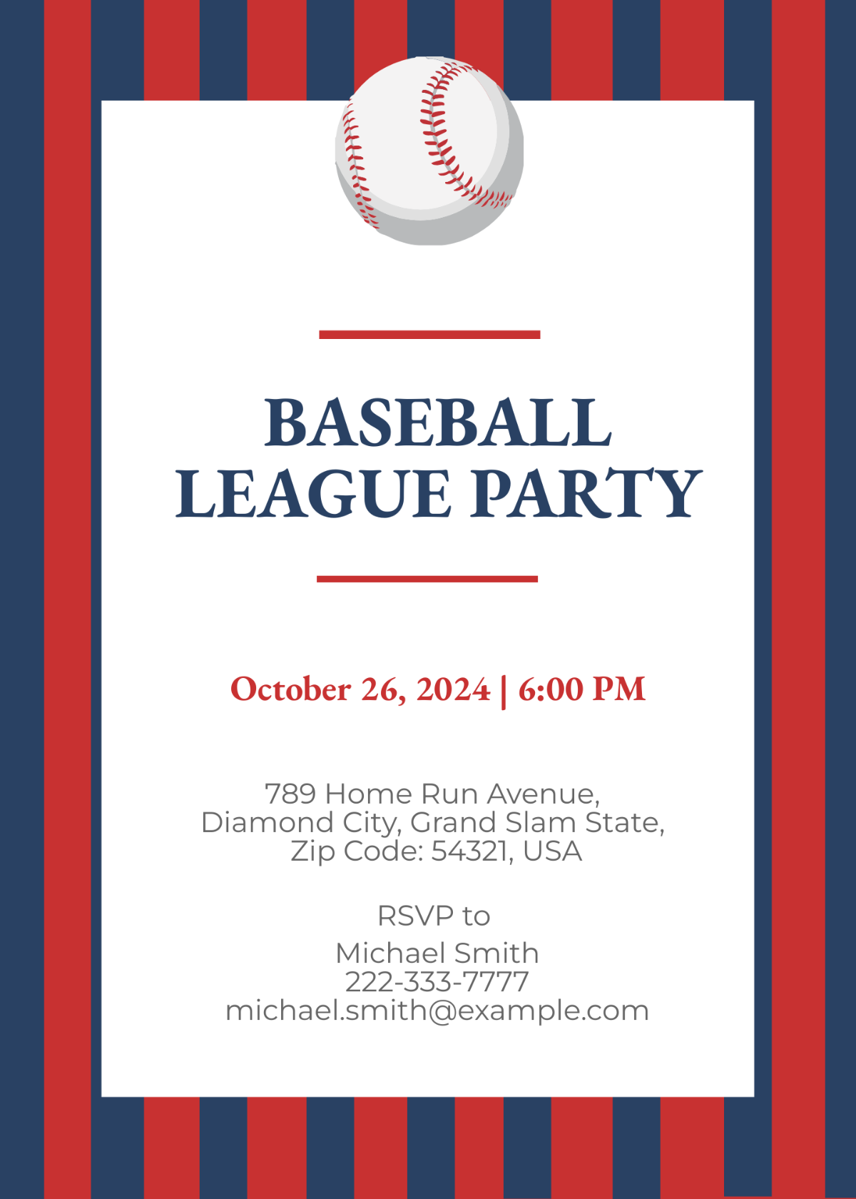 Baseball Party Invitation