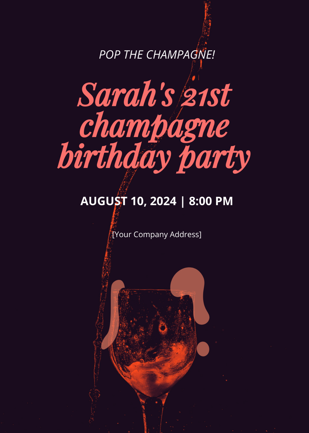 Free Champagne Birthday Invitation Template