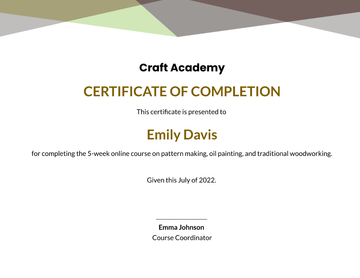 Online Course Completion Certificate