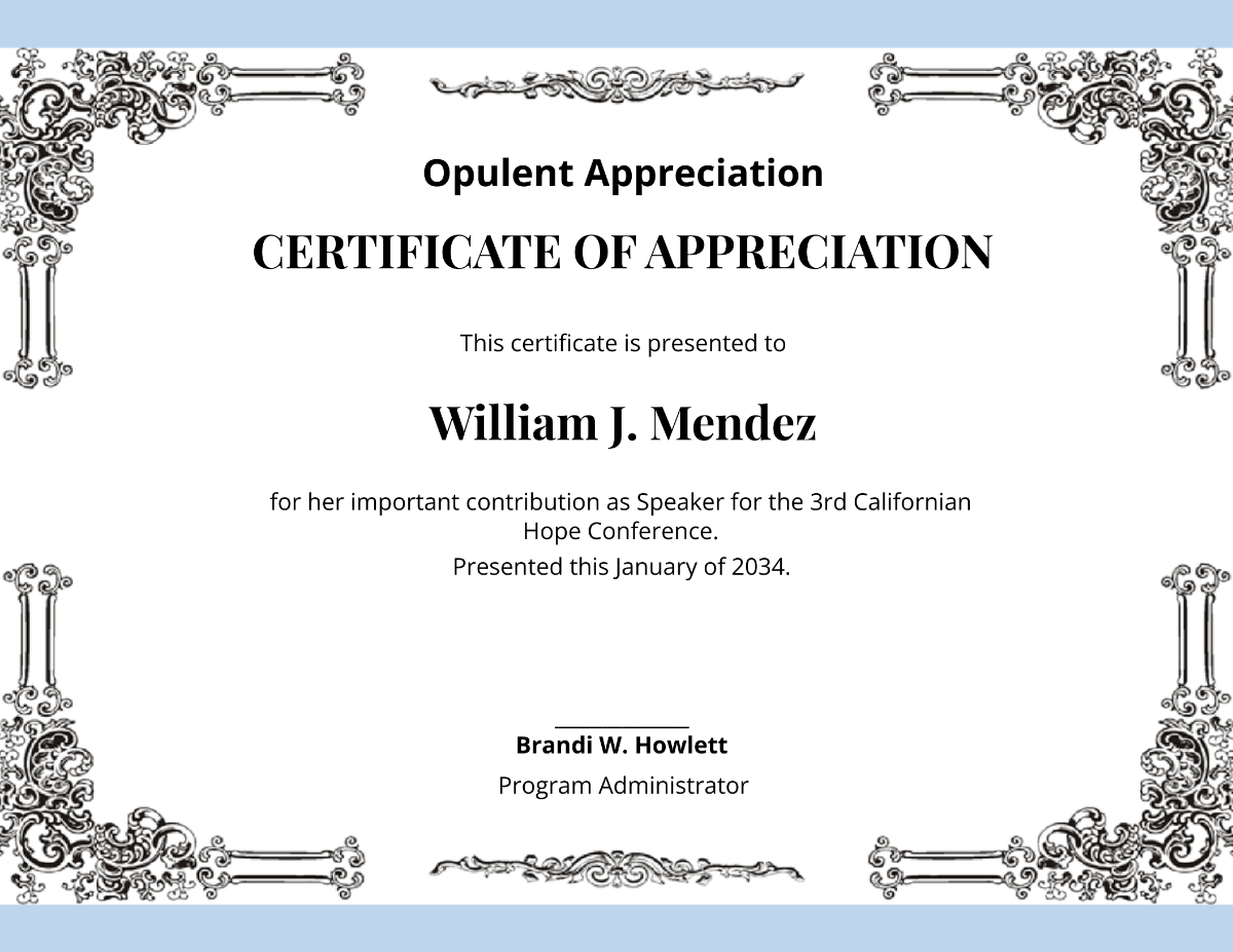 Elegant Appreciation Certificate