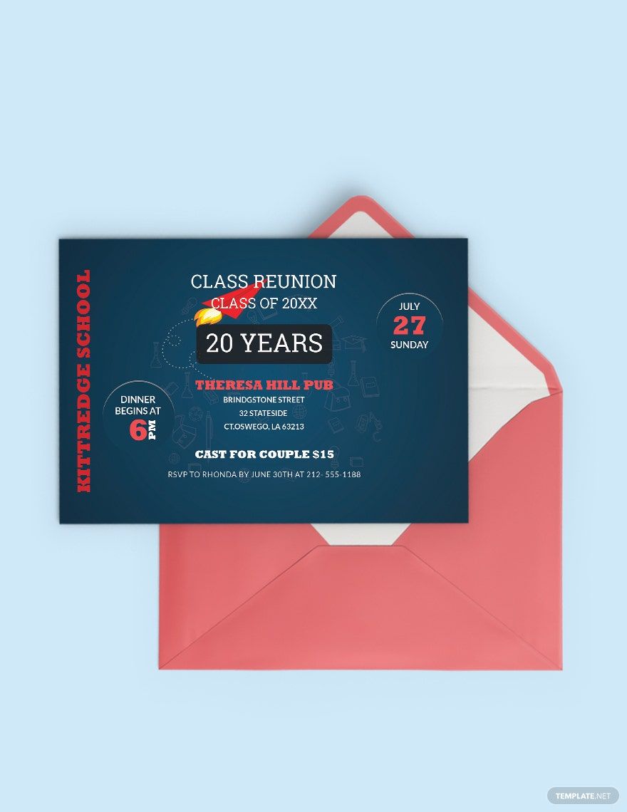 Sample Class Reunion Invitation Template in Illustrator, Word, PSD, Publisher, Pages - Download | Template.net