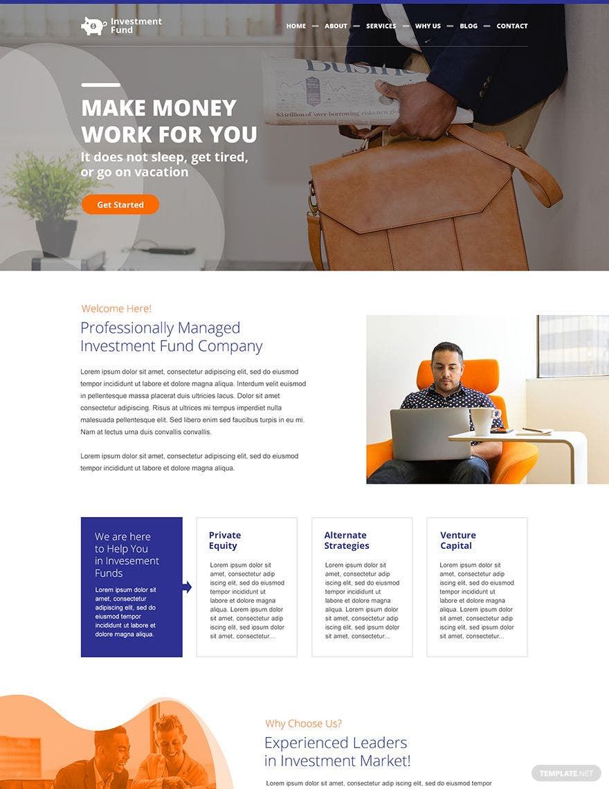 Investment Fund PSD Landing page Template