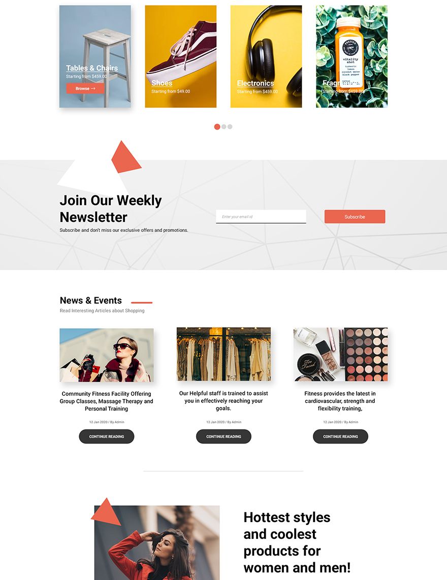 Online Store PSD Landing page