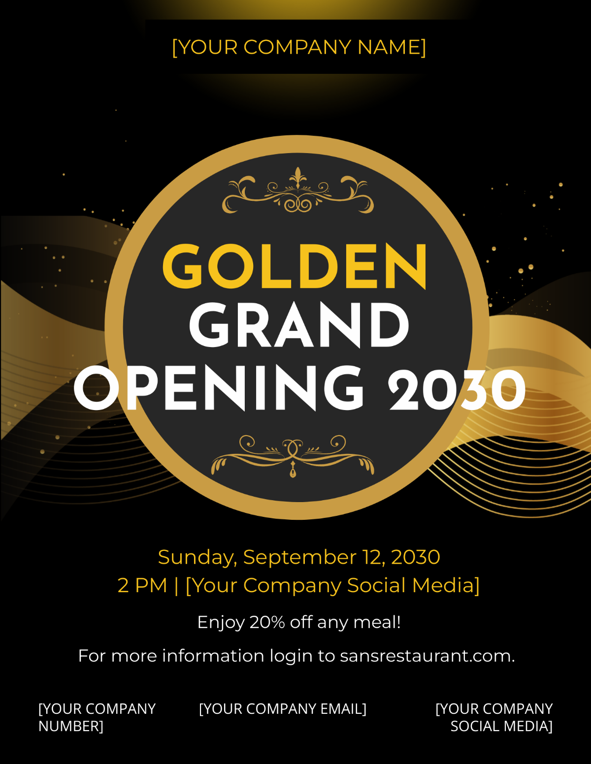 Golden Grand Opening Flyer Template