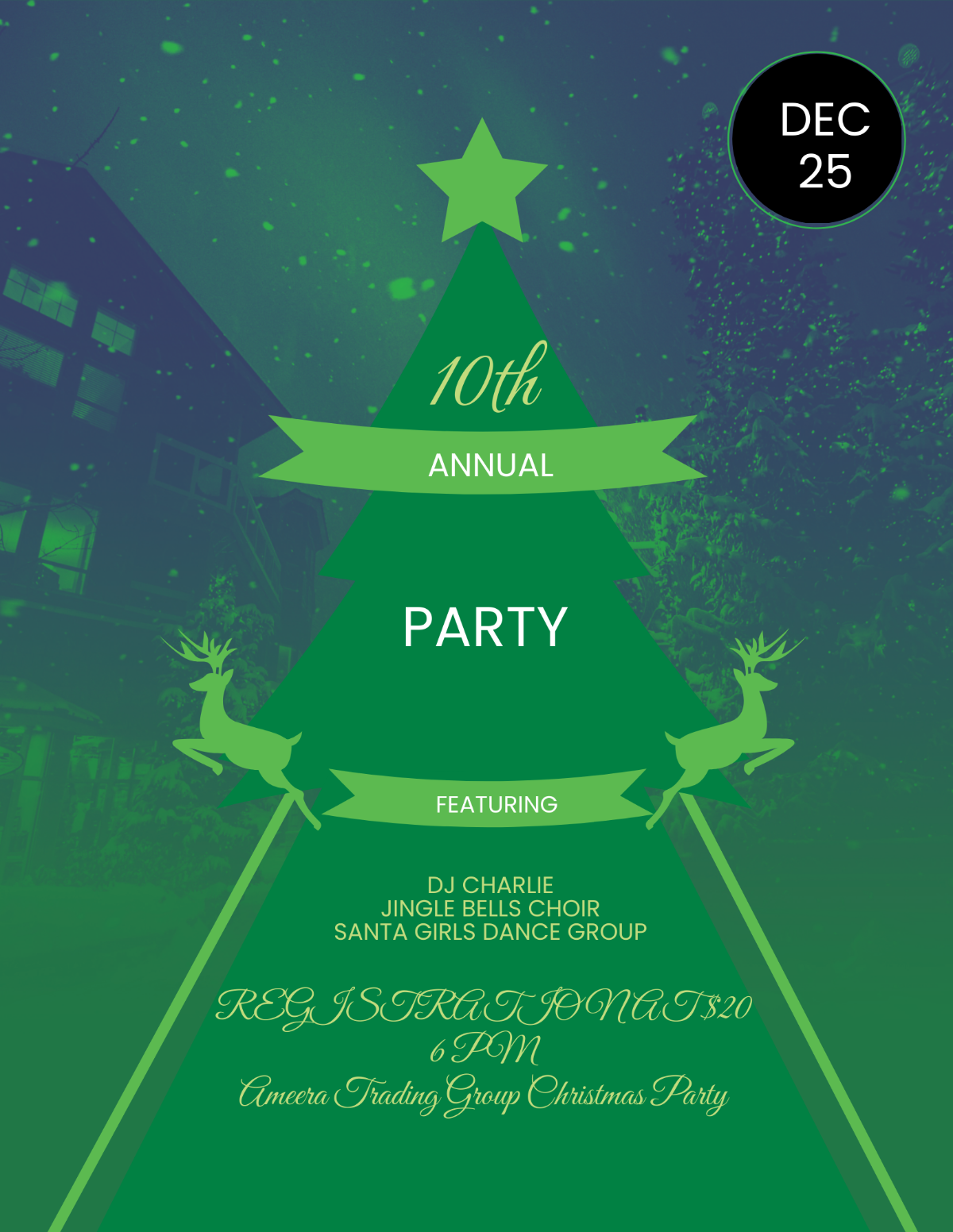 Green Christmas Party Flyer Template - Edit Online & Download