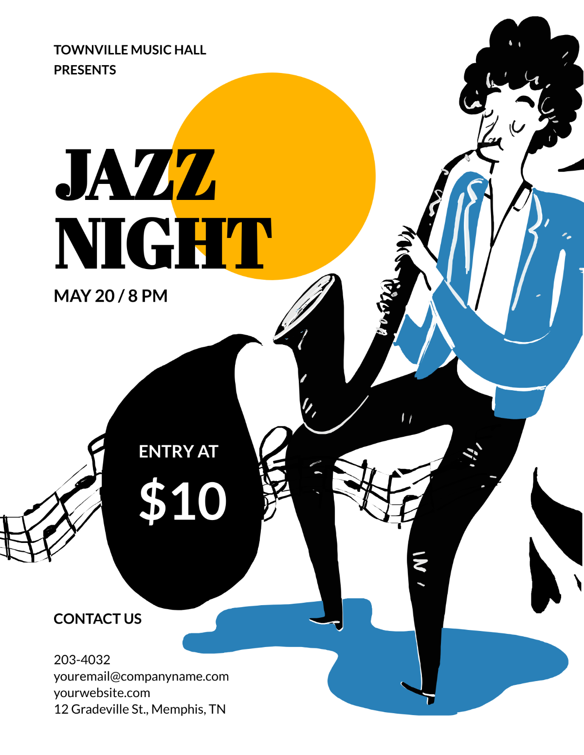 Jazz Night Flyer Template - Edit Online & Download