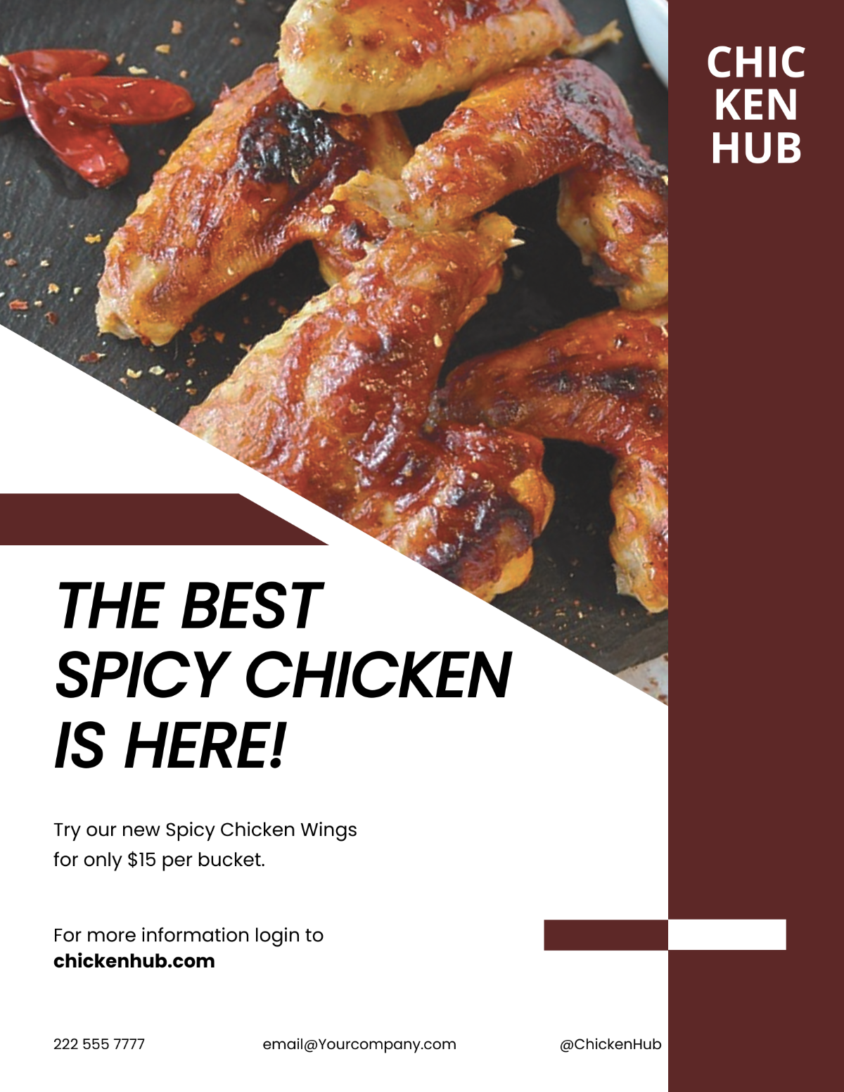 Spicy Chicken Restaurant Flyer Template - Edit Online & Download