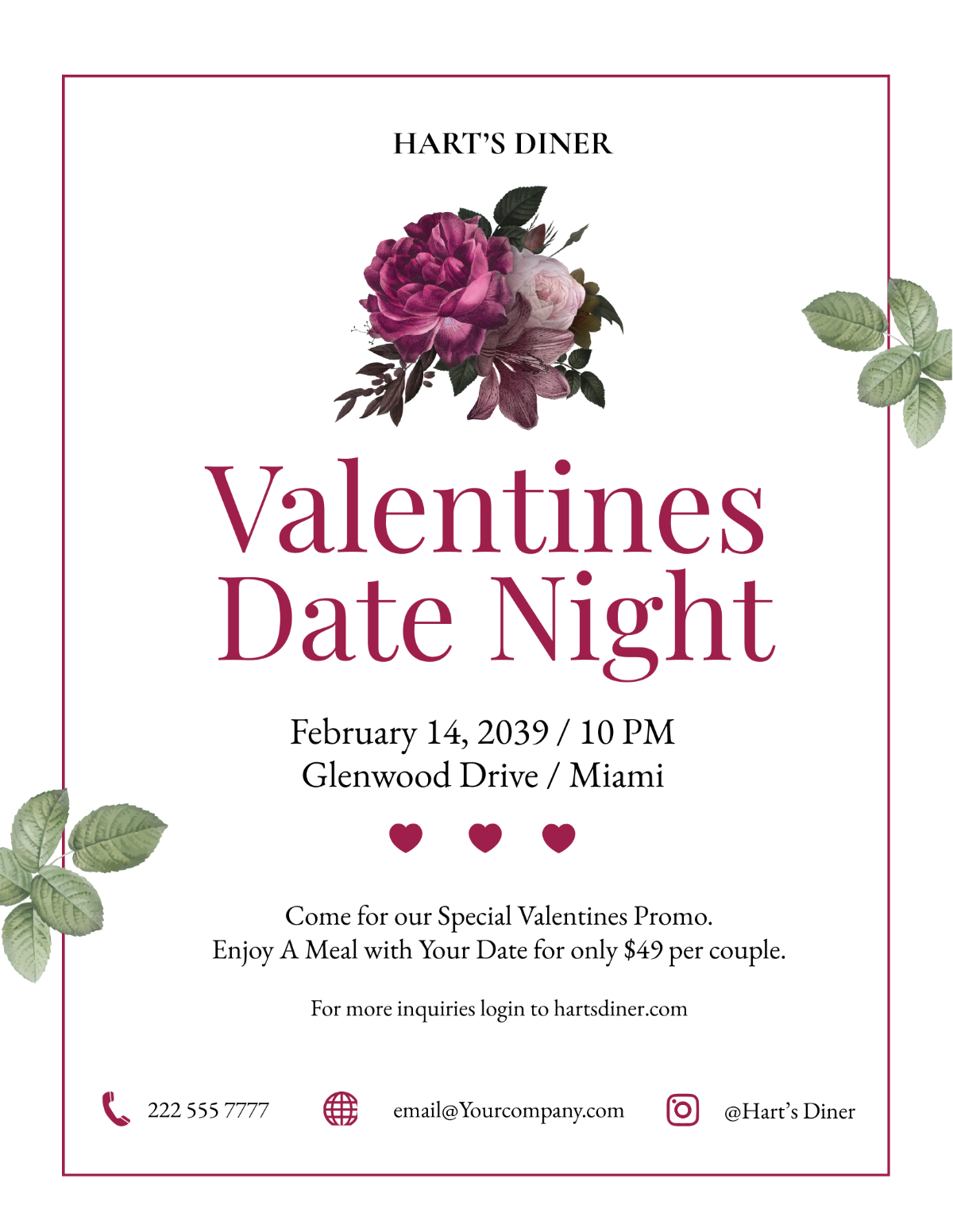 Valentines Day Dinner for Two Flyer
