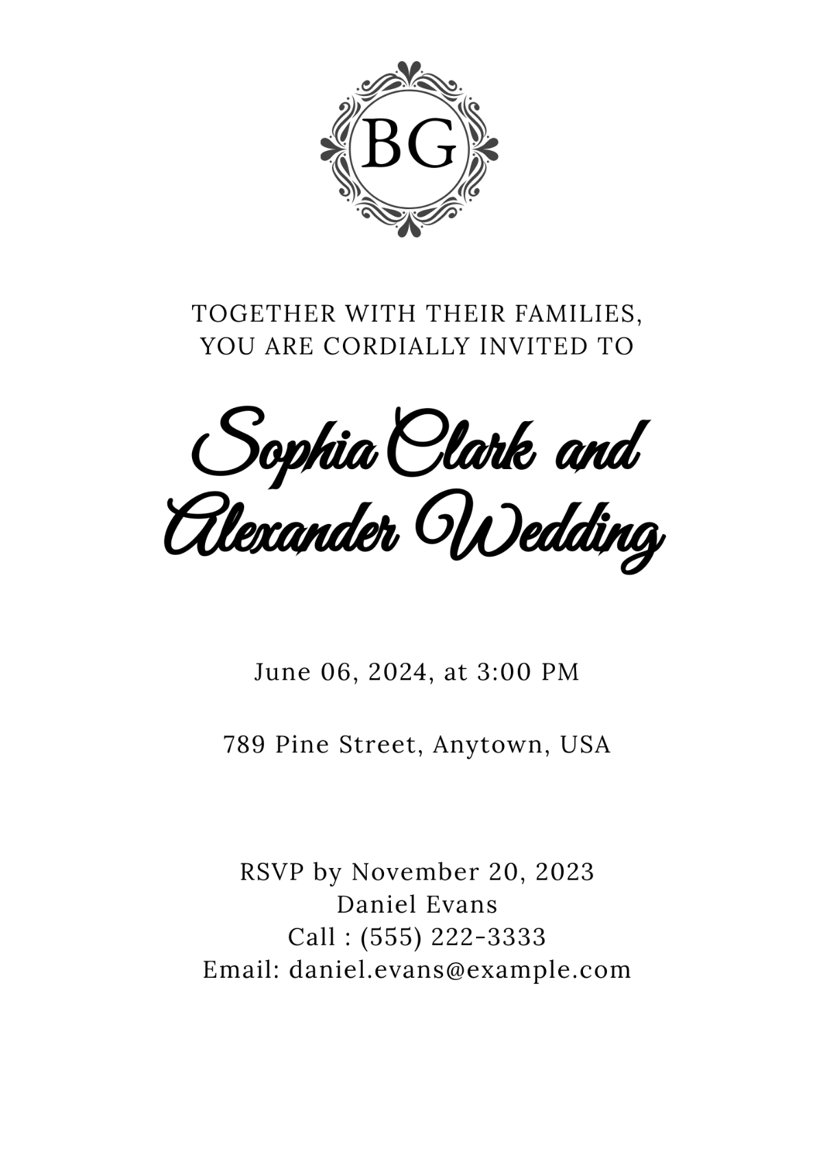 Monogram Fall Wedding Invitation